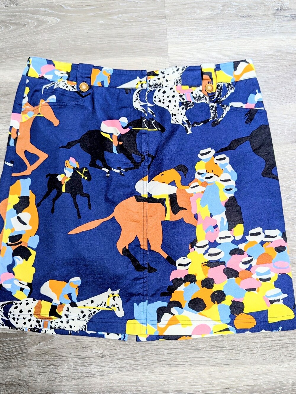 J McLaughlin Derby Skirt Size L Mini Cotton 'Day At The Races"